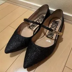 美品 MOSCHINO ブラック グリッターパンプスのサムネイル