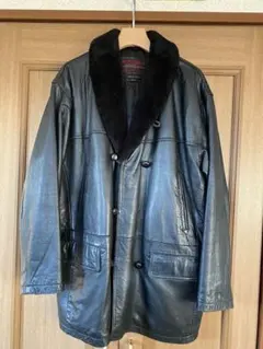 ブラックレザー ファー付きジャケット