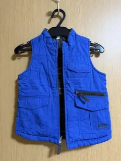 GAP リバーシブルベビーベスト 青 チェック柄