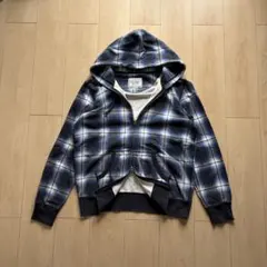 y2k 00s old UNIQLO ダブルジップ パーカー チェック オンブレ
