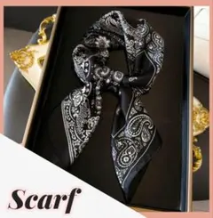 新品【ブラック】スカーフ ペイズリー バンダナ ヘアアクセ 67×67 大判