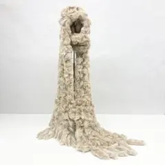 ベージュ フリンジ付きファー風マフラー⭐︎