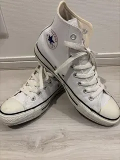 【美品】コンバース ハイカット スニーカー ホワイト　レザー　25.5cm