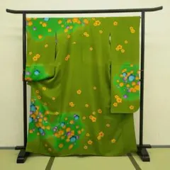 振袖　 花柄 緑色