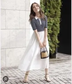 Apuweiser-riche 襟ドッキングニットワンピース