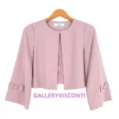 GALLERYVISCONTI ノーカラージャケット リボン新品 ボレロ ピンクのサムネイル