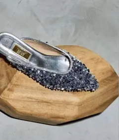 ルタロン GRISE ポインテッドスパンコールミュールフラット