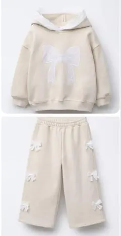 ZARA Baby Kids リボン セットアップ 110cm アイボリー