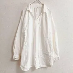 S0904 無印良品 スキッパーシャツ ホワイト XS~S レディースのサムネイル