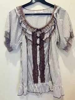 アクシーズファム axes femme フリル リボン ブラウン ストライプのサムネイル