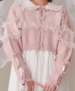 《merry Jenny》シャーリングチュールニットカーディガン