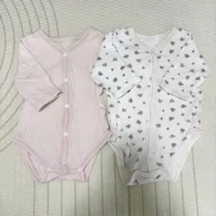 2枚セット ベビー肌着 長袖ボディスーツ 70cm ピンク 花柄 女の子