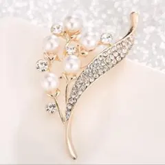 パールブローチ ブーケ風 フラワー ピンクゴールド／結婚式 入学式 卒業式など