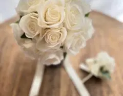 アイボリーウェディングブーケ&ブートニア