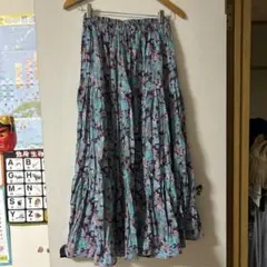 花柄 ロングフレアスカート ウエストゴムのサムネイル