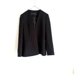 【ZARA BASIC】 ノーカラージャケット ブラック シンプル 無地