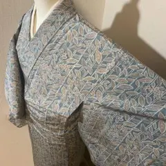 マ*）様 A52⭐️正絹　小紋　袷　木の葉　着物　逸品　ばち襟