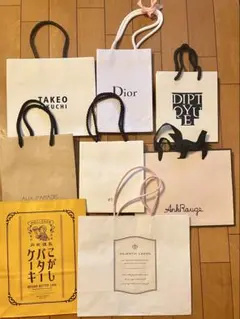 ショップ袋セット（Dior, Diptyque, Takeo Kikuchi等）