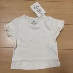 H&M エイチアンドエム　ホワイト　半袖　リブ　90のサムネイル
