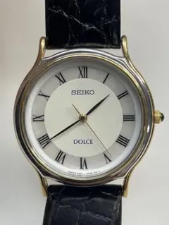 SEIKO DOLCE ホワイトシエル文字盤 レザーベルト 時計　中古美品