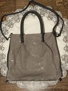 スタッズ装飾 2WAY トートバッグ 未使用に近い ポケット合計３個付きのサムネイル
