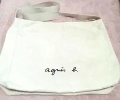 アニエスベー キャンバストート ショルダーバッグ アイボリー