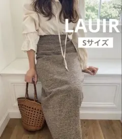 LAUIR ラウアー 千鳥格子柄 ロングスカート ブラウン系 Sサイズ