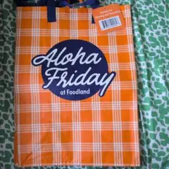 【未使用】フードランドAloha Friday エコバッグ オレンジチェック