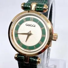 【電池新品】【良品】GUCCI チェンジベゼル腕時計レディース　グリーン