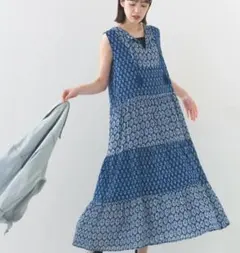 未使用級ꕥヌキテパ 近年モデル 人気 コットンボイルアラベスクプリントドレス ne Quittez pas｜コットン ボイル エスニック プリント ギャザー