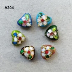 A204.七宝焼風ビーズ　（ハート型）