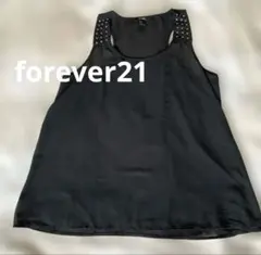 FOREVER 21 スタッズ シフォン シアー 黒 タンクトップ Aラインのサムネイル