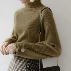 ⭐️新品未着用⭐️長袖ニット ハイネック タートルネック ブラウン 茶 Fサイズ