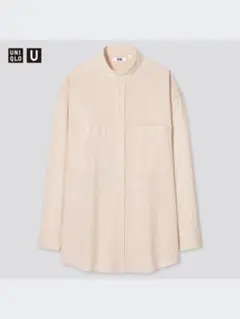 ワイドフィットスタンドカラーストライプシャツ（長袖）