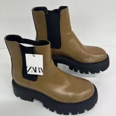 新品未使用✨ZARA チャンキーヒール サイドゴアブーツ 36 23.5cm 