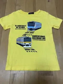電車柄 Tシャツ 黄色 130のサムネイル