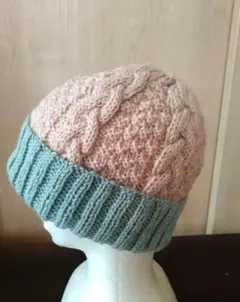 男女兼用ニット帽 ウール100% ハンドメイド