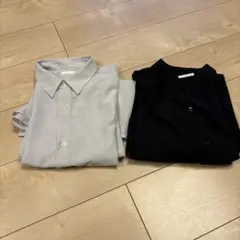 長袖シャツ L.Mサイズ 黒 ベージュ2色セット