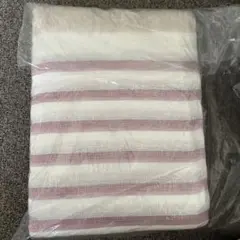 ガーゼケット 白 ベージュ 薄紫のストライプ