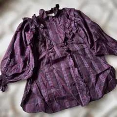 昭和レトロ　たっぷりフリル　キラキラ　ブラウス　vintage