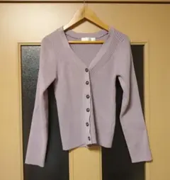 cocodealリブニットカーディガン ラベンダー