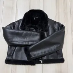 【H＆M】フェイクムートン ライダースジャケット ブラック Sサイズ