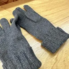 グレー リブ編み手袋 ラルフローレン