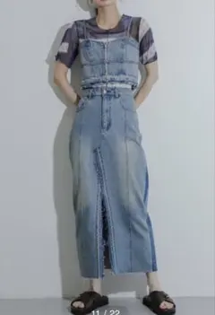 センスオブプレイス デニムスカート ライトブルー