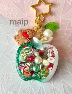 シャカシャカキーホルダー＊Xmas青りんご*シェイカー