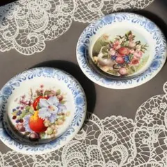 花柄と果物の小皿2枚セット