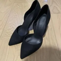 黒 スエード ポインテッドトゥ パンプスのサムネイル