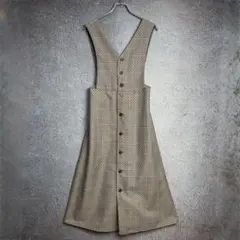 チェック柄Vネックジャンパースカート ジャンスカ 【Mサイズ】