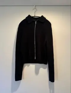 COS ブラック ジップアップ ニット L