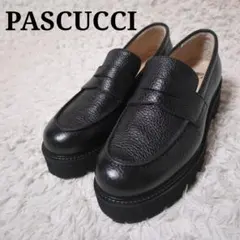 ほぼ未使用！PASCUCCI　レザーローファー　サイズ37　厚底　ブラックのサムネイル